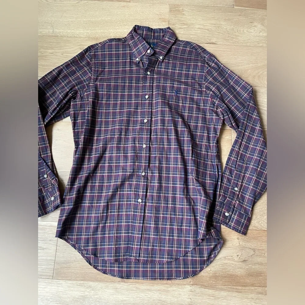 Polo by Ralph Lauren Men's Plaid Shirt - Purple and Blue